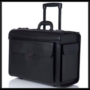 Like New Black Leather Rolling Laptop & More Bag